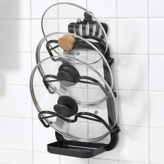 Range Couvercles Mural Support Mural Pour Couvercles De Casseroles Et Planche à Découper – Inox, Autocollant Ou Vis – 17,8 X 7,7 Cm, Capacité 5 Kg Organisateur Mural Cuisine