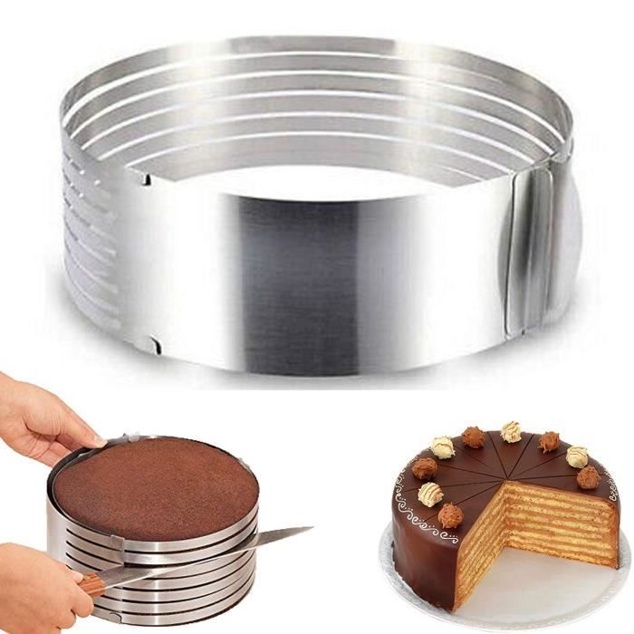 Ensemble Patisserie SLK33 réglable en couches coupe-gâteau trancheuse, 9-12 pouces en acier inoxydable rond pain gâteau trancheuse c