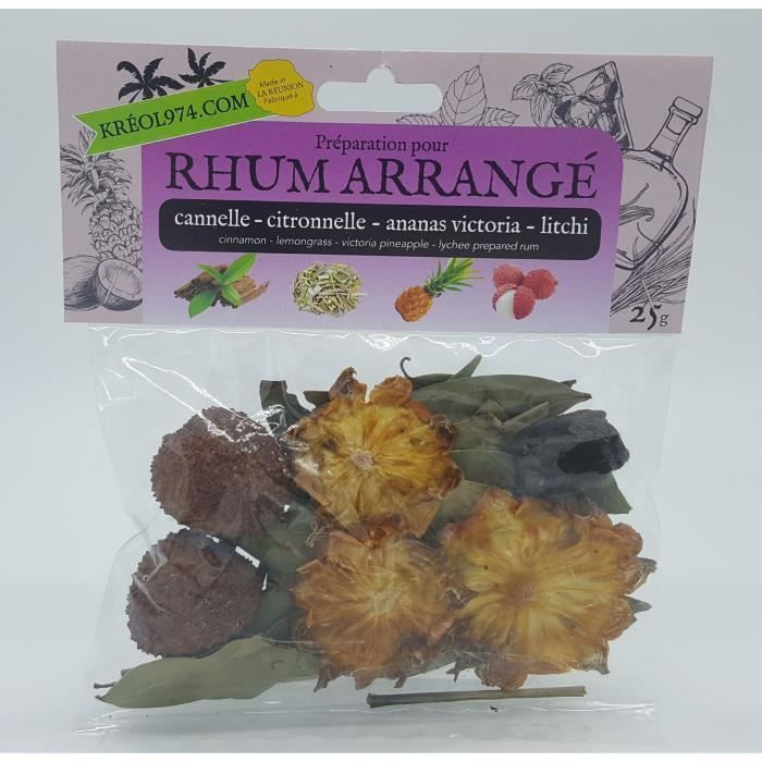 Préparation pour Rhum Arrangé CANNELLE – CITRONNELLE – ANANAS VICTORIA – LITCHI