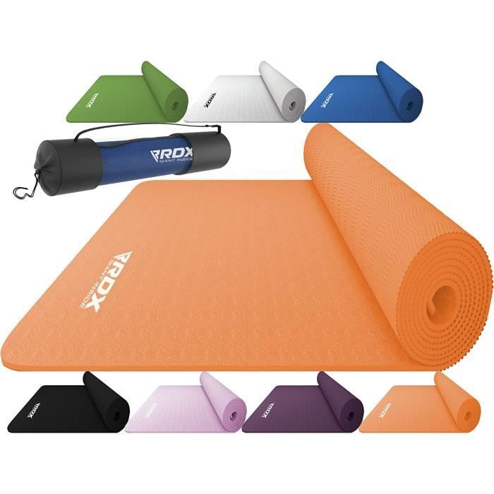 RDX Tapis de Yoga TPE 6mm Antidérapant Fitness Pilates Ecologique au Sol Mat, 6P sans Latex Tapis RoHS Agréé 183 X 61CM, Orange