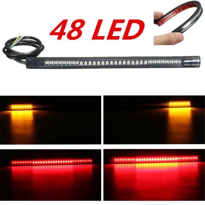 NEUFU Moto 48 LED SMD Feu de signalisation flexible Feu arrière Suspension de frein stop