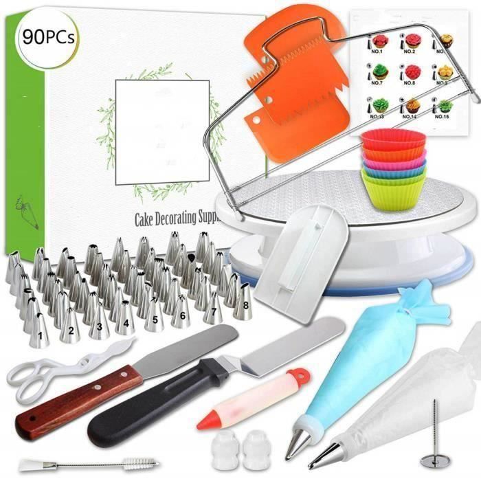 Plateau À Gâteaux,Kit De Pâtisserie 90 Ustensiles De Plateau Présentoir À Gâteaux Tournant Pour Glaçage Et Déco Matériel De Cuisine