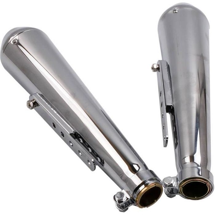 Paire Universel EXHAUST SILENCERS MEGAPHONE CHROM CAFE RACER Moto silencieux