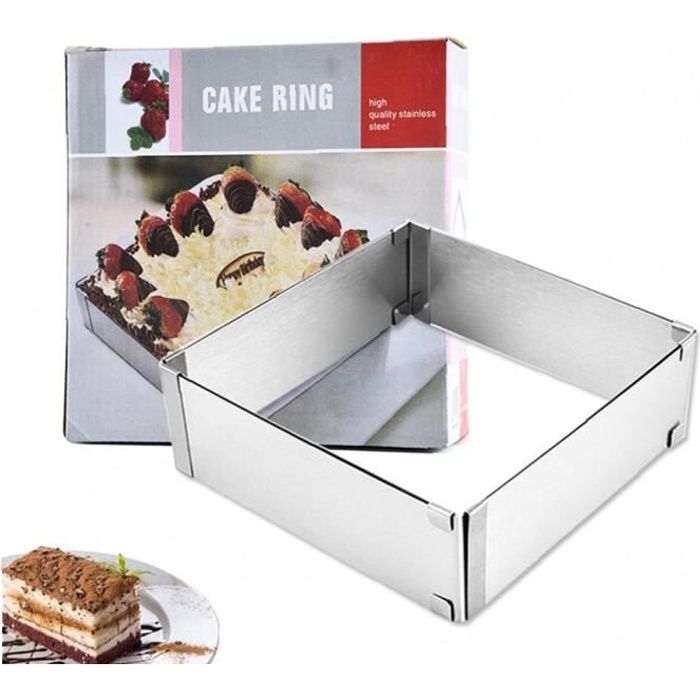 1pc Moule à gâteau réglable Anneau gâteau Mousse Anneau en acier inoxydable gâteau bague carrée gâteau moule pâtisserie cuisson outi