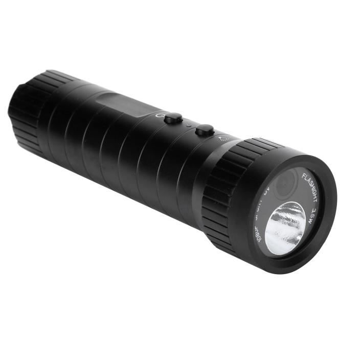 Drfeify Lampe de poche de caméra vidéo Caméra DV Sport Grand Angle 120 ° 1080P HD Lampe de Poche Étanche pour Cyclisme