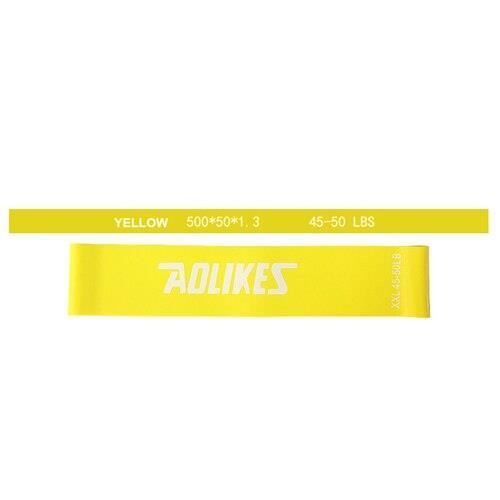 Couleur jaune Elastiques de bandes de tension de résistance 50cm 6 niveaux de bandes en caoutchouc boucles