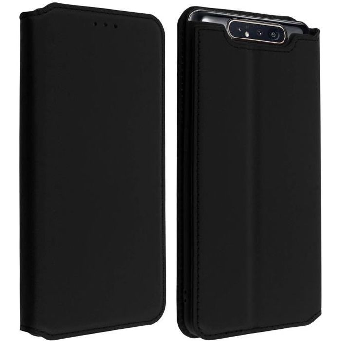 Housse Samsung Galaxy A80 Étui Folio Portefeuille Fonction Support Noir