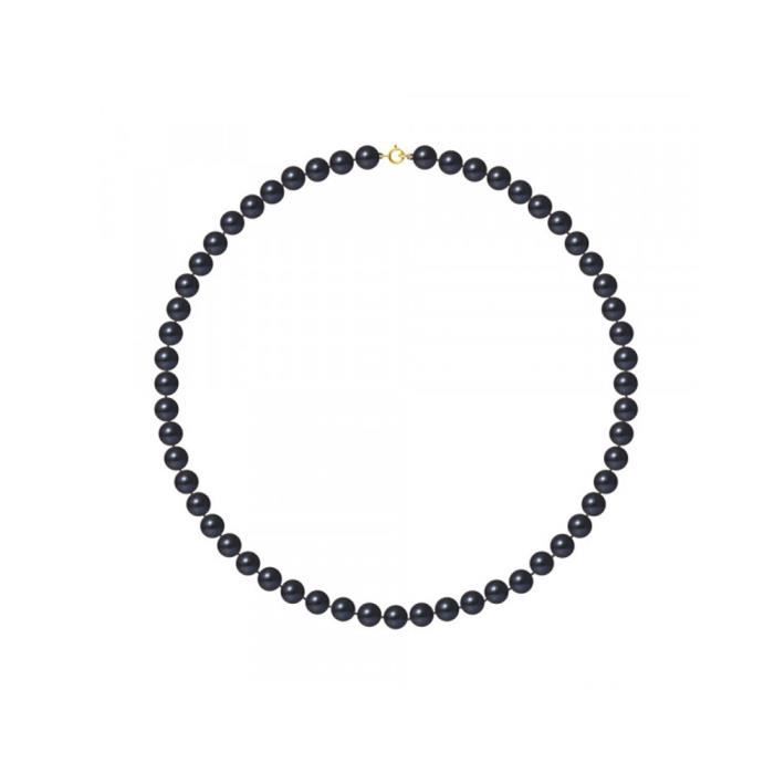 Collier ras du cou Femme Perles de culture d'eau douce Noires AA et Fermoir Or jaune 750-1000 -   - Blue Pearls 7876