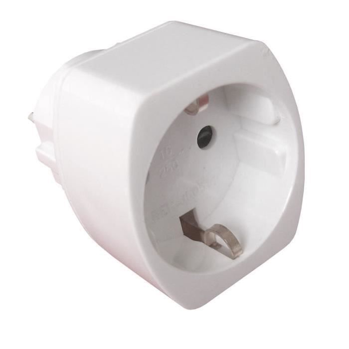 ZENITECH Adaptateur Schuko vers France blanc (Lot de 3)