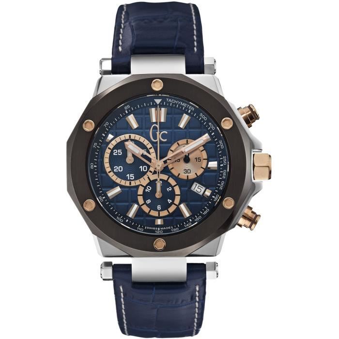 GUESS Montre bracelet Homme Collection GC-3 X72025G7S - Chronographe - Cuir - Bleu