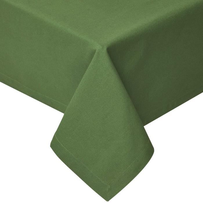 Nappe de table en coton unie Vert, 178 cm