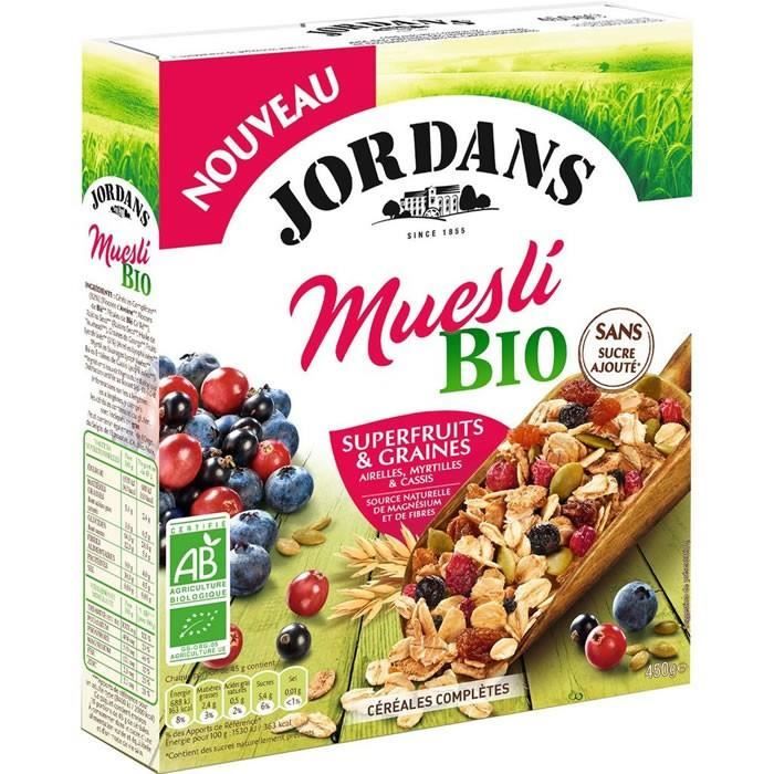 LOT DE 3 - JORDANS : Muesli Bio Superfruit et Graines 450 g