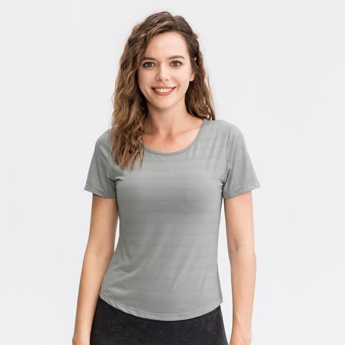 T-shirt De Sport Respirant Femme Pour Yoga, Entrainement, Running, Fitness, Gym
