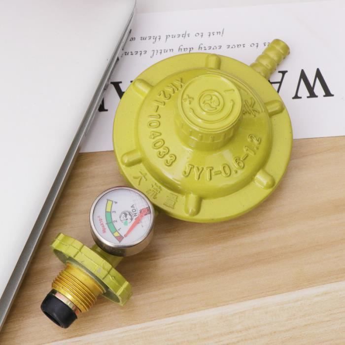 Régulateur de gaz propane avec manomètre Manomètre Jauge de niveau pour BBQ Camping Cookers Plombier Caravan (Jaune) CHAUFFE-EAU
