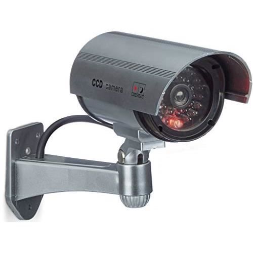 Relaxdays Fausse caméra de surveillance intérieur extérieur caméra factice lampe LED murale sécurité cambrioleur vole 1002057