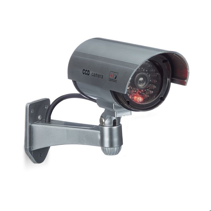Relaxdays Fausse caméra de surveillance intérieur extérieur caméra factice lampe LED murale sécurité cambrioleur vole 1002057