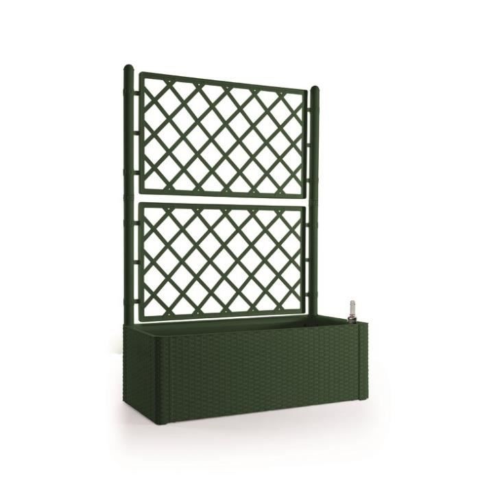 STEFANPLAST Bac à fleurs rectangulaire Natural Delux avec treillis - 100 x 43 x 142 cm - 90 + 6,5 L dans la réserve - Vert pin