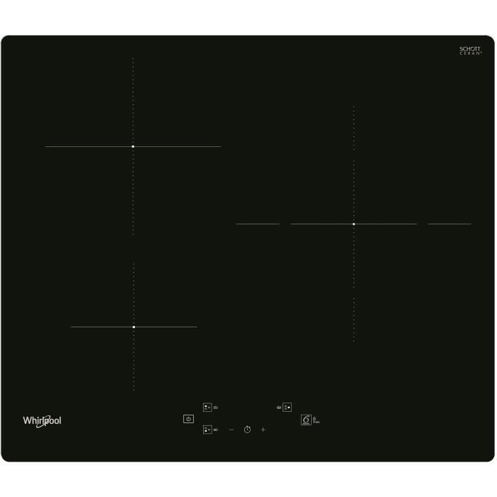 Whirlpool WSQ116NE table de cuisson induction - 4 foyers - 7200W - L 5,4 cm x P51 cm - verre - noire