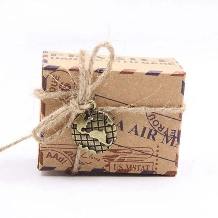 50 Mini Boîtes à Bonbons Valise Kraft - Coffrets Cadeaux Mignons Pour Mariage, Baptême Et Fêtes