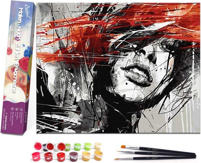 Peinture par Numéro Adulte avec Pinceaux et Acryliques Bricolage