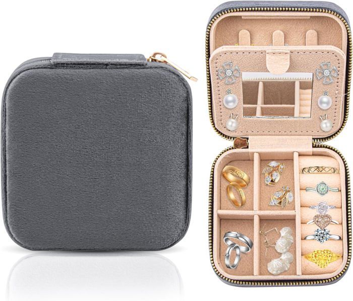 Mini Coffret à Bijoux De Voyage En Velours, Boîte à Bijoux De Voyage En Velours Boite A Bijoux De Voyage Petit Organisateur De Bijoux Pour Bagues Vert Fonce 98319238