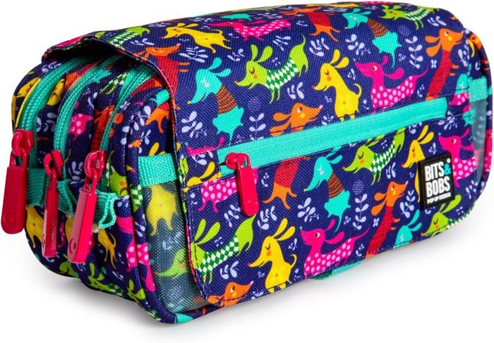 Triple Iris Trousse À Trois Compartiments Avec Fermeture Éclair Rose