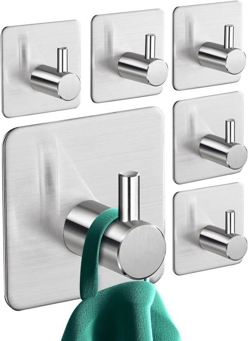 4 Crochets Adhésifs Hibou 3M - Porte-Serviettes Acier Inox Pour Salle De Bain & Cuisine