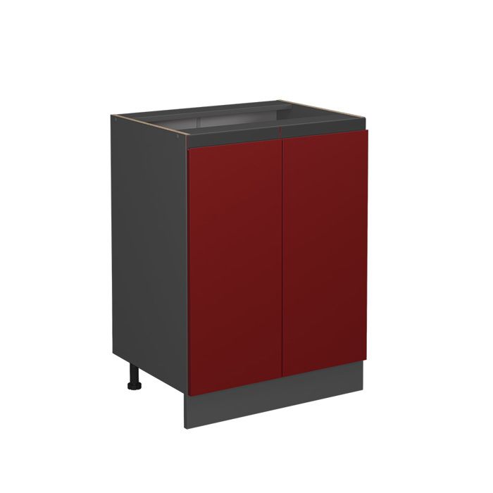 Meuble bas de cuisine R-Line 60cm J-Shape sans PT Rouge/Anthracite Vicco 39715