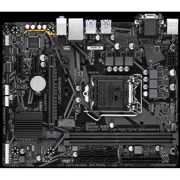 Carte mère GIGABYTE GA-B460M D2V Intel B460 Socket LGA1200 2xDDR4 SDRAM 64 GB Micro ATX Reconditionné - Gigabyte reconditionné disponible sur Cdiscount Seconde Vie