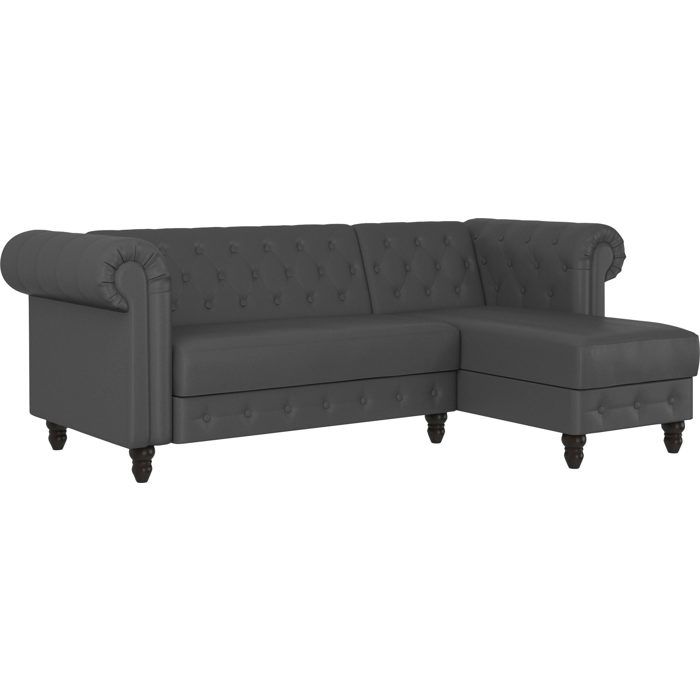 Felix - Canapé Clic-clac Dangle 3 Places En Simili Cuir Gris
