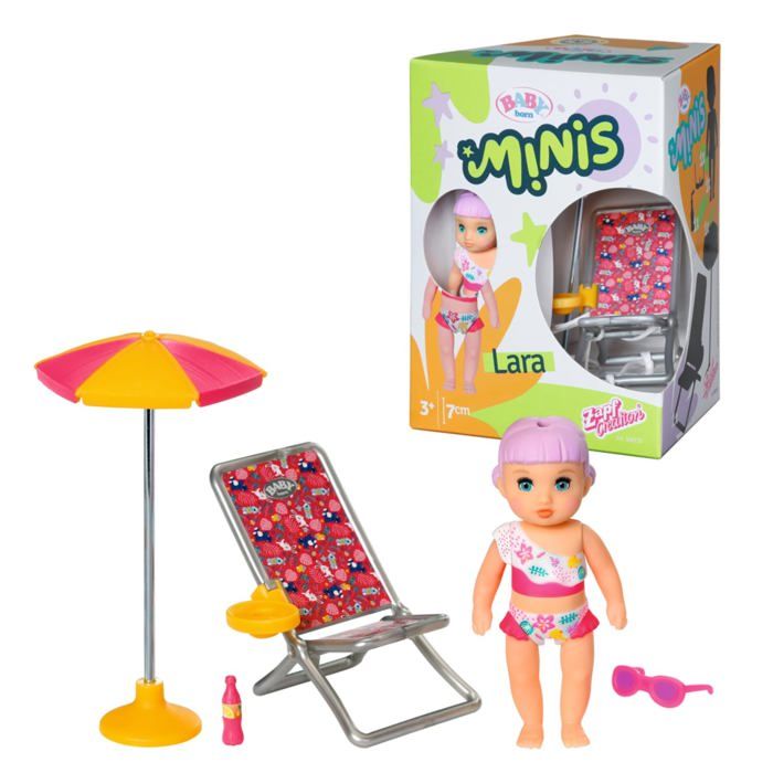 Poupée - BABY born - Minis Sister Lara - 7 cm - Maillot de bain tropical - Accessoires inclus Poupée - BABY born - Minis Sister Lara - 7 cm - Maillot de bain tropical - Accessoires inclus