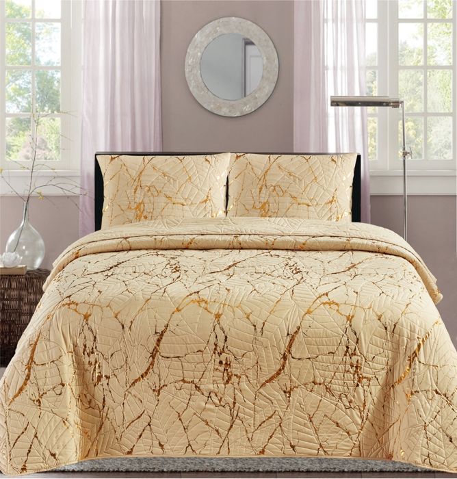 Couvre-Lit Patchwork Qucover 240x260cm - Microfibre Léger - Parure Lit 2 Personnes + 2 Taies Oreiller