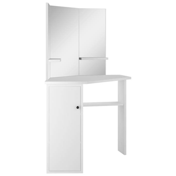 Coiffeuse Maquillage Avec Miroir - Commode 2 Tiroirs Blanc Moderne - Dimensions 90x39x135 Cm - Marque VICCO - À Monter Soi-même