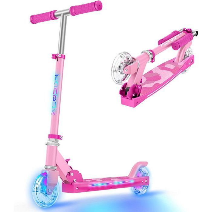 Trotinette Enfants avec Poteau D'éclairage Cool,Roues et Pont, Trottinette à Hauteur Réglable sur 4 Niveaux,Légère et Pliable,Violet Trotinette Enfants avec Poteau D'éclairage Cool,Roues et Pont, Trottinette à Hauteur Réglable sur 4 Niveaux,Légère et Pliable,Violet