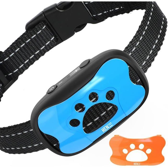 Meilleurs prix pour Collier anti-aboiement pour chiens, rechargeable, 7 niveaux de sensibilité (bleu )