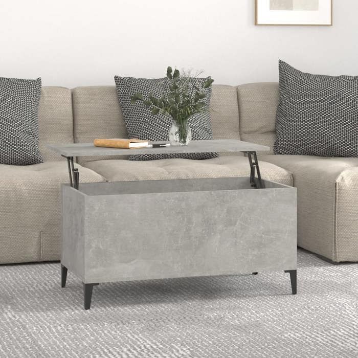 JLL*TOP - Table basse gris béton Design Moderne pour Salon 90x445x45 cm Bois dingénierie LV2856