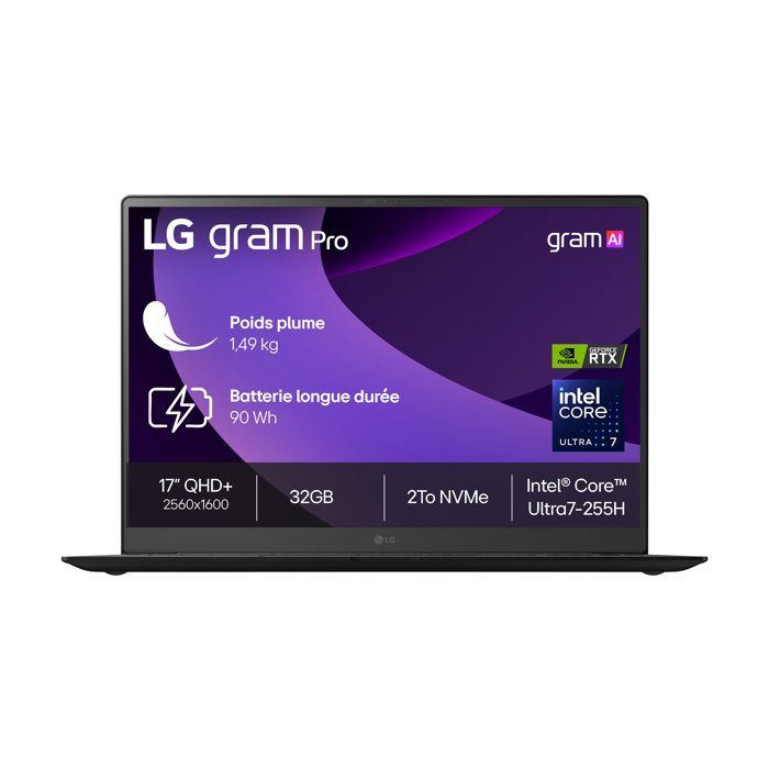 LG gram Pro 17Z90TR E.AD8BF 17 Core Ultra 7 RAM SSD AZERTY - vue 7