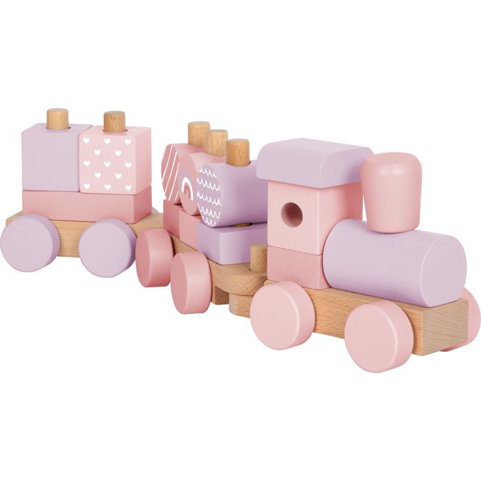 Train en bois - SMALL FOOT - Train en bois rose - 14 éléments à encastrer - 1 locomotive - 2 wagons Reconditionné - Smallfoot (note : Smallfoot est un film d'animation, pas une reconditionné disponible sur Cdiscount Seconde Vie
