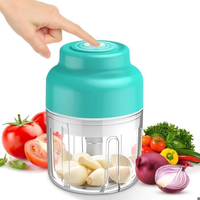 Mini hachoir électrique à chargement USB petit robot de cuisine avec brosse 250 ML 3 lames tranchantes - Ryttgop
