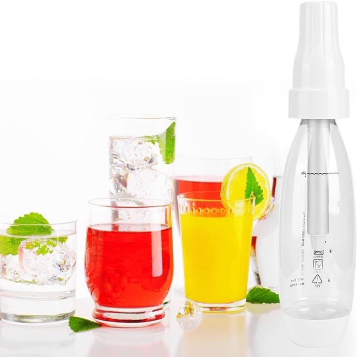 Machine à Eau Pétillante Portable - Gazéificateur Réutilisable 1000 Ml - Créez Vos Boissons Gazeuses Maison - Simple Bouton - Blanc
