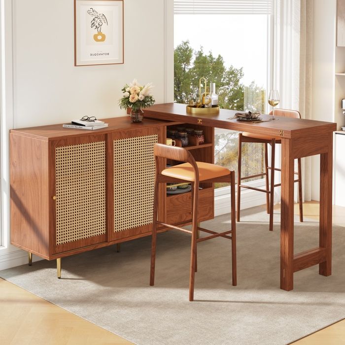 Table debout rotative 360° - Design extensible - MDF - Marron - Capacité 60 kg