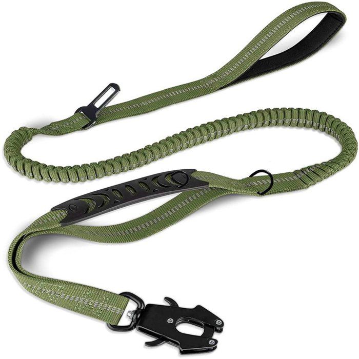 Comparer les prix de Laisse pour chien 150 cm - Laisse tactique robuste pour chien - Laisse élastique absorbant les chocs 10-15 cm - Avec 2 sangles