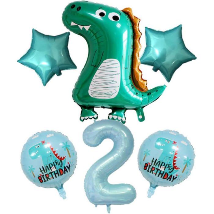 Decoration Anniversaire Dinosaure 3 Ans, XXL Ballons Dinosaure 3 Ans Garçon, avec Décoration de Gâteaux, Happy Birthday Bannière