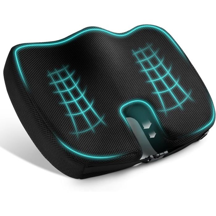 Coussin Voiture Siege, Housse De Siège, Mousse Mémoire Protection Chaise Confortable Antiderapant Mat Pad Couverture Siege Auto Pour Auto Bureau Domicile Noir 91996444
