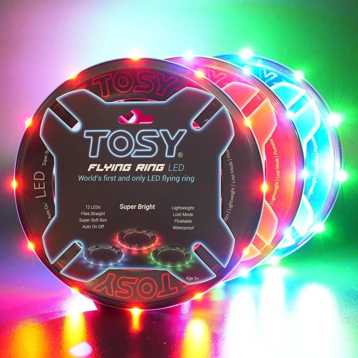 TOSY Anneau Volant Lumineux à 12 LED – Frisbee Léger, étanche, Flottant, Avec Allumage Automatique, Pour Enfants Et Adultes Dès 5 Ans