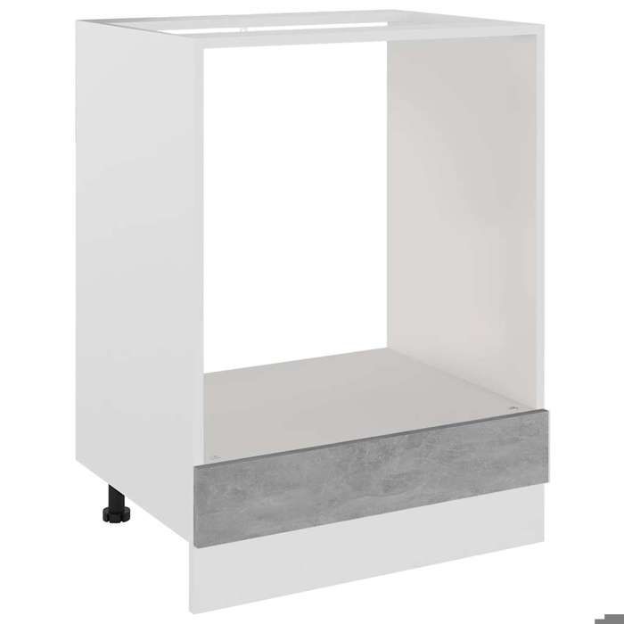 Armoire à four - JILL - Riga - Gris béton - Bois dingénierie - 60x46x815 cm - Étagère pour four - Assemblage requis