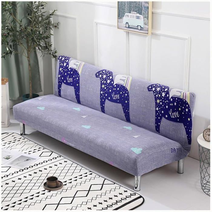 Housse de Canapé - XVX - Futon 2-3 Places - Microfibre Imprimée - Pliable 160-185cm