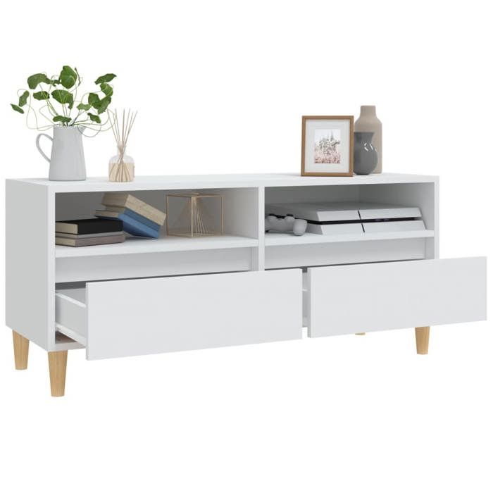 NEUF Armoire TV - Blanc - Meuble TV - TABLE TV - blanc 100x345x445 cm - bois dingénierie TT4482