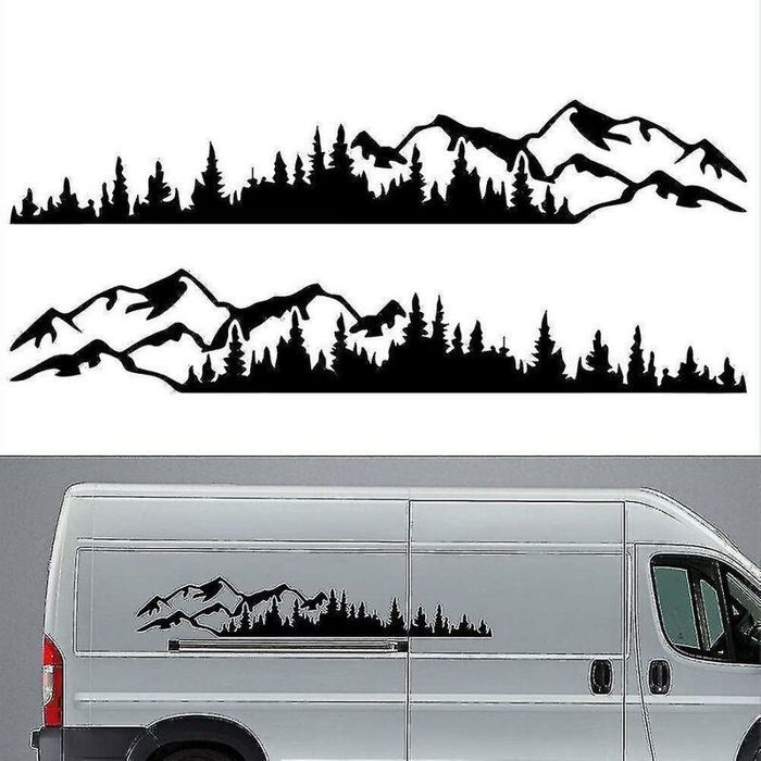 2 pièces autocollant de voiture montagne forêt vinyle voiture autocollant camion fenêtre pare-chocs voiture porte autocollant Kayak