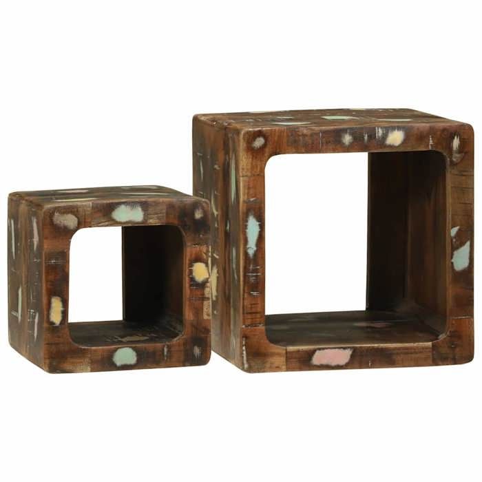 NEW 2026 Unites TV 2 pcs - Meuble de salon/chambre - Multicolore 36x30x36 cm Bois Recyclé Solide L251